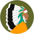 Indian chief head profile isolated vector icon