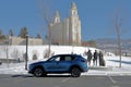 Manti Utah LDS Temple in winter Royalty Free Stock Photo