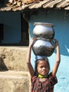 Indian child with pottery Royalty Free Stock Photo