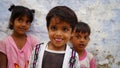 Sikar, Rajasthan, India - Aug 2020: Half-length emotional portrait of caucasian teen boy wearing blue t-shirt. Surprised teenager Royalty Free Stock Photo