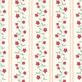 Indian Chintz Flowers and Vertical Stripes Vector Seamless Pattern