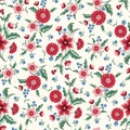 Indian Chintz Jacobean Flowers Vector Seamless Pattern