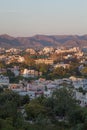 Indian city of udaipur amidst the hills of Aravali mountain ranges of Rajasthan