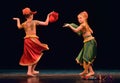 The Indian classical dance, children on stage. Performance of children`s dance collective at the White Nights festival