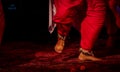 Indian classical dance form in feet with musical anklet with selective focus and blur