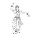 Indian Classical Dancer Performing a Bharatanatyam Dance Pose Royalty Free Stock Photo