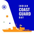 Indian Coast Guard Day Design Background For Greeting Moment