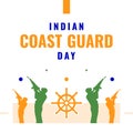 Indian Coast Guard Day Design Background For Greeting Moment