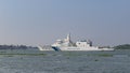 Indian Coastguard vessel exits the Port of Cochin, Kerela, India