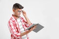 Indian collage boy in study Royalty Free Stock Photo
