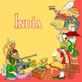 Indian collage illustration showing culture, tradition and festival of India