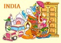 Indian collage illustration showing culture, tradition and festival of India Royalty Free Stock Photo