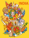 Indian collage illustration showing culture, tradition and festival of India Royalty Free Stock Photo