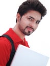 Indian College Student over white background. Royalty Free Stock Photo