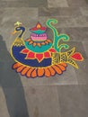 Indian college students make Rangoli