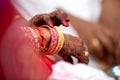 Indian Bangles and henna in the hands of bride Royalty Free Stock Photo