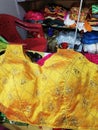 Indian colorful blouses in a shop in exhibition