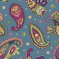 Indian colorful rug paisley ornament pattern design