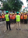 Indian construction labour boy on site Royalty Free Stock Photo