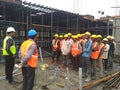 Indian construction on site tool box meeting photo . how to work daily on site without any incident and Hazard Royalty Free Stock Photo