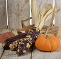 Indian Corn And Pumpkin Royalty Free Stock Photo