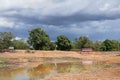 Indian countryside monsoon scene.