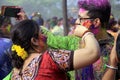 Indian Couple Celebrating Holi.