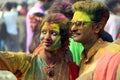 Indian Couple Celebrating Holi. Portrait of love birds at Holi celebration.