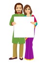 Indian couple holding empty blank board