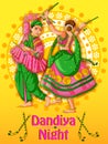 Indian Couple playing Garba in Dandiya Night Navratri Dussehra festival Royalty Free Stock Photo