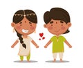 Indian couple. Vector illustration in a flat cartoon style Royalty Free Stock Photo