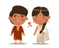 Indian couple. Vector illustration in a flat cartoon style Royalty Free Stock Photo