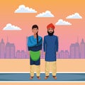 Indian couple avatar cartoon character