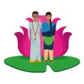 Indian couple avatar cartoon character