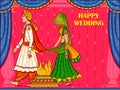 Indian couple in wedding Satphera ceremony of India