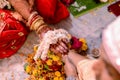 Indian couples holding hands in their wedding ceremoney Royalty Free Stock Photo