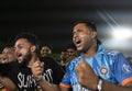 Indian Cricket fans cheers as they watch the 2023 ICC Mens Cricket World Cup one-day international ( ODI) match between I