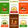 Indian Cuisine Flat Icons Set Poster Royalty Free Stock Photo