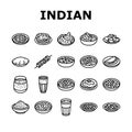 indian cuisine food curry icons set vector Royalty Free Stock Photo