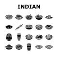 indian cuisine food curry icons set vector Royalty Free Stock Photo