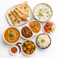 Indian Cuisine isolated on white background Royalty Free Stock Photo