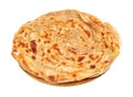 Lachha paratha flatbread on brass plate isolated Royalty Free Stock Photo