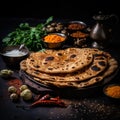 Indian cuisine paratha prata chapati pancake condiments spices sauce gravy chilli
