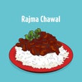 Indian cuisine rajma chawal vector illustration