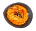 Top view of yellow Dal Tadka in bowl isolated Royalty Free Stock Photo