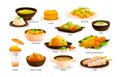 Indian cuisine traditional food set. India dishes menu restaurant breakfast dinner