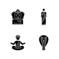 Indian culture black glyph icons set on white space Royalty Free Stock Photo