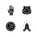 Indian culture black glyph icons set on white space Royalty Free Stock Photo