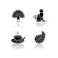 Indian culture drop shadow black glyph icons set Royalty Free Stock Photo