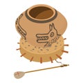 Indian culture icon isometric vector. Traditional indian pottery and frame drum